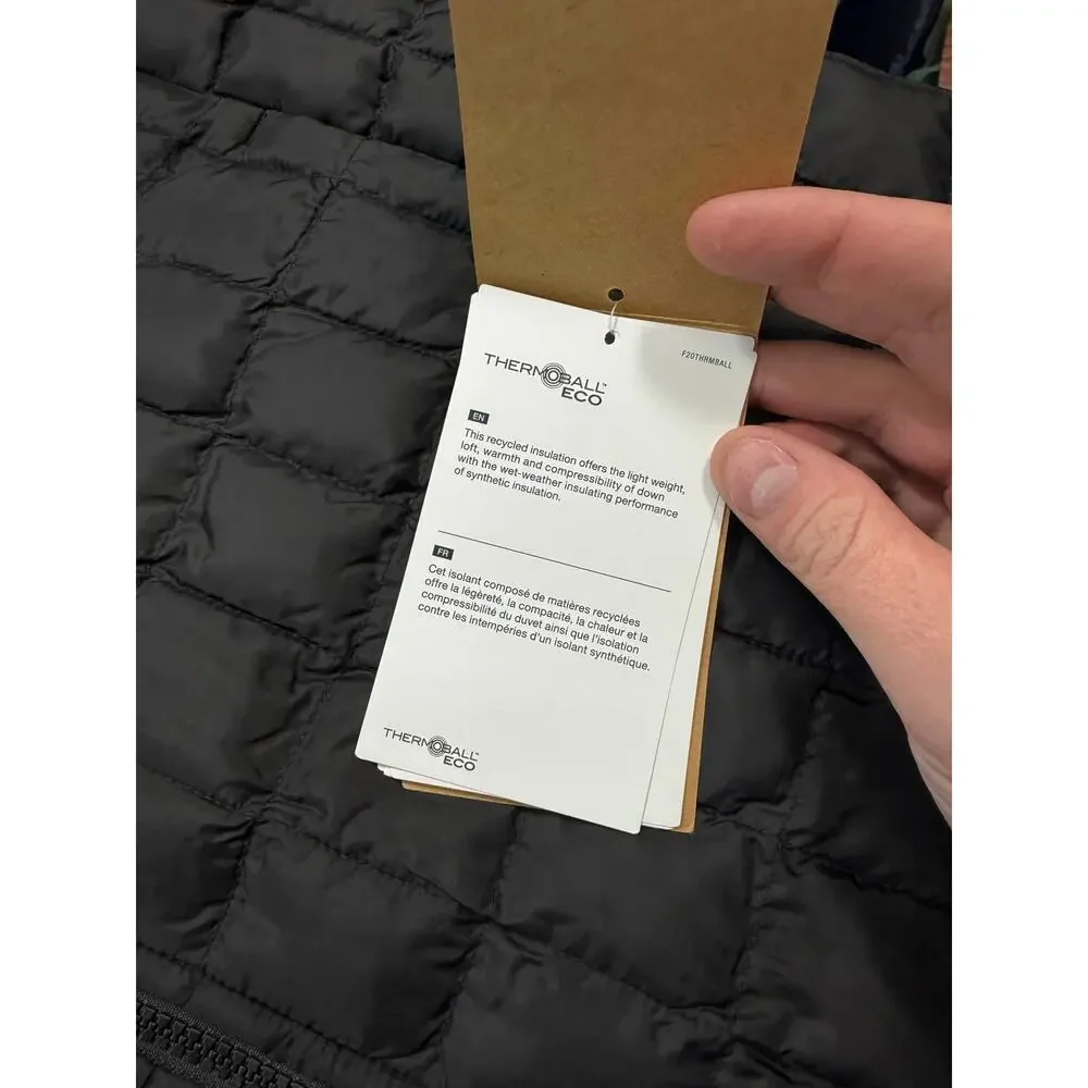 North Face Thermoball Puffer Jacket Black Mens Large NEW Quilted Outdoors